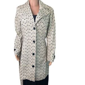 Bandolino trench coat,‎ belted, art deco, cotton, plus size 14, neutral colors